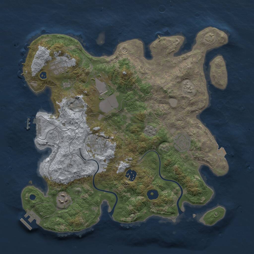 Rust Map: Procedural Map, Size: 3500, Seed: 41122, 13 Monuments