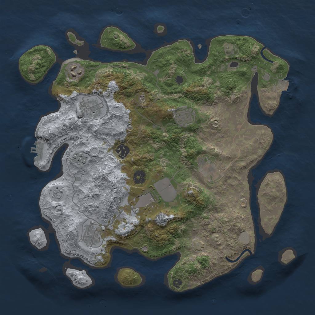 Rust Map: Procedural Map, Size: 3500, Seed: 1795286777, 15 Monuments