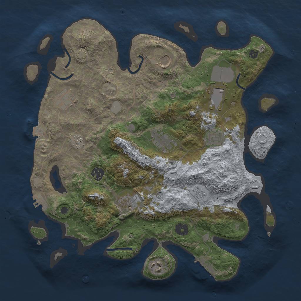 Rust Map: Procedural Map, Size: 3500, Seed: 701865043, 17 Monuments