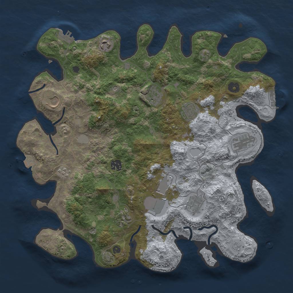 Rust Map: Procedural Map, Size: 3850, Seed: 1517559338, 18 Monuments