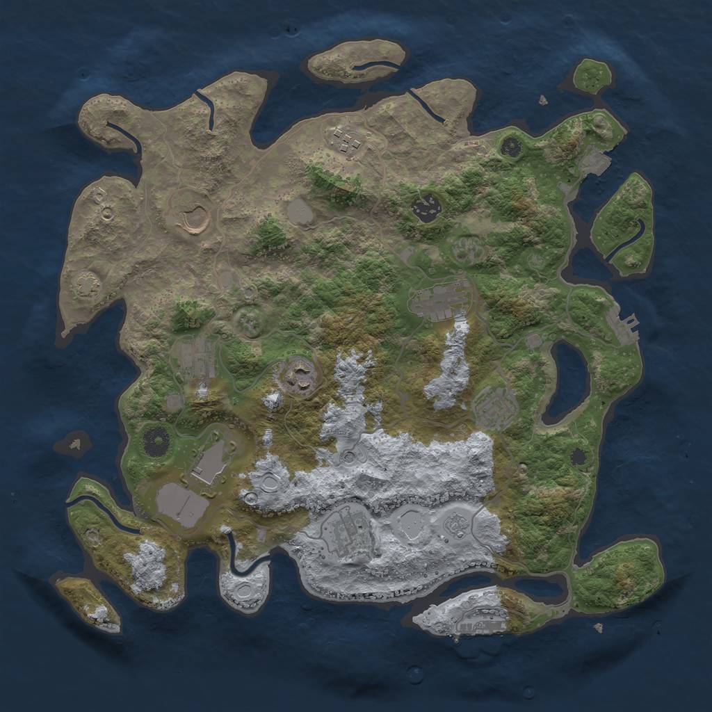 Rust Map: Procedural Map, Size: 3750, Seed: 380300661, 17 Monuments