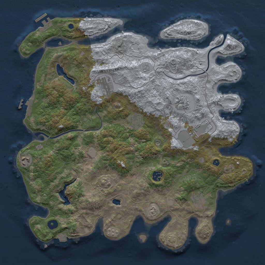 Rust Map: Procedural Map, Size: 4000, Seed: 1617315214, 14 Monuments