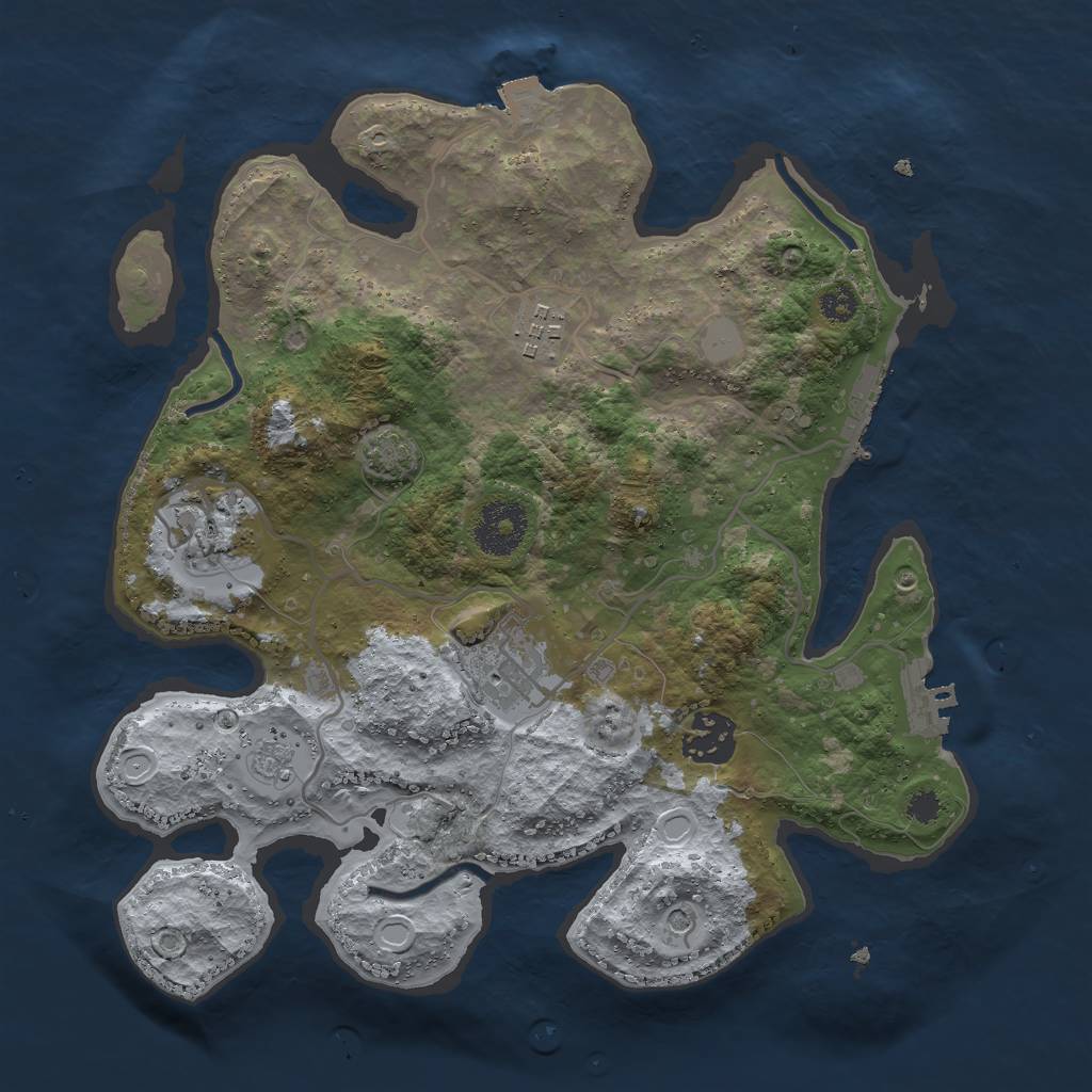 Rust Map: Procedural Map, Size: 3000, Seed: 9005, 12 Monuments