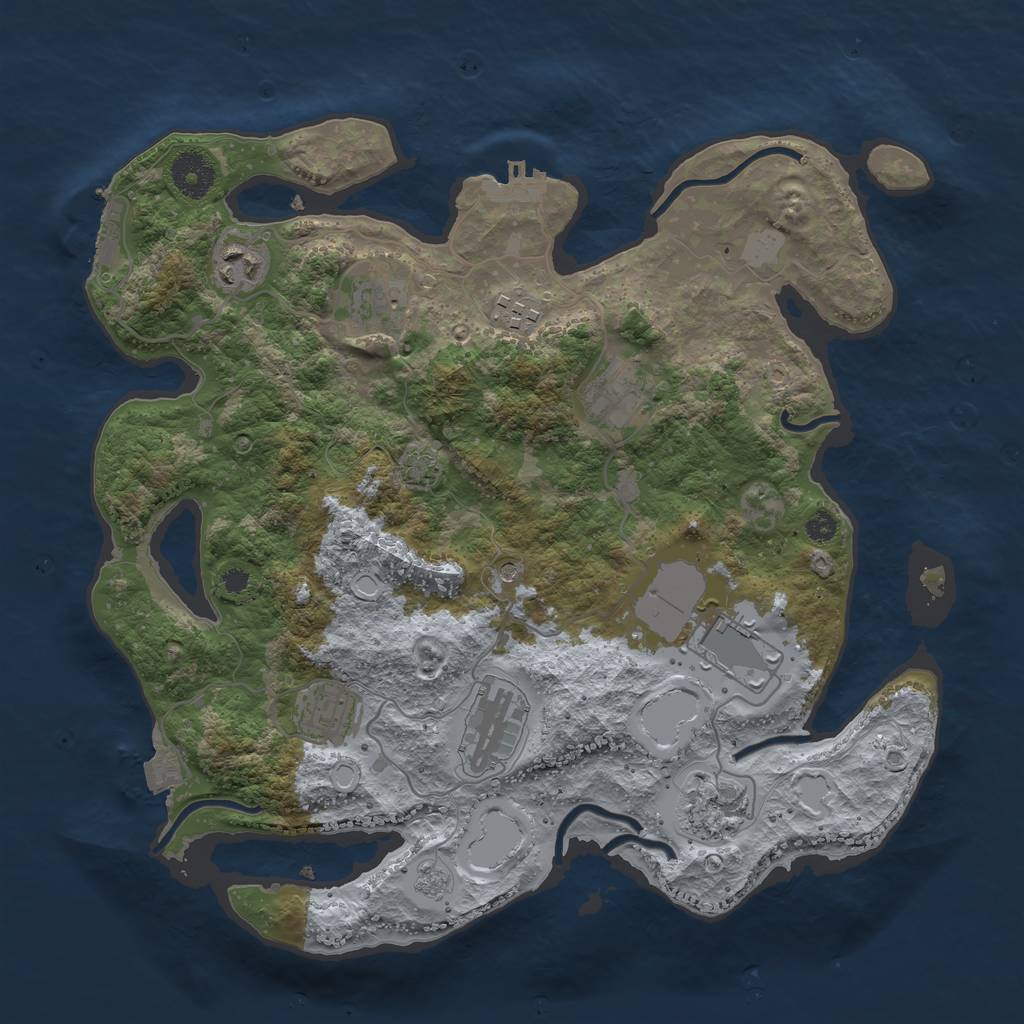 Rust Map: Procedural Map, Size: 3500, Seed: 36835532, 16 Monuments