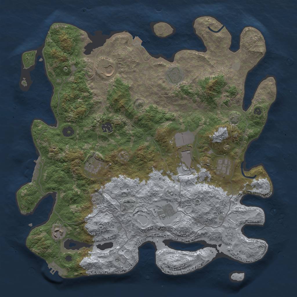 Rust Map: Procedural Map, Size: 4000, Seed: 9112, 17 Monuments
