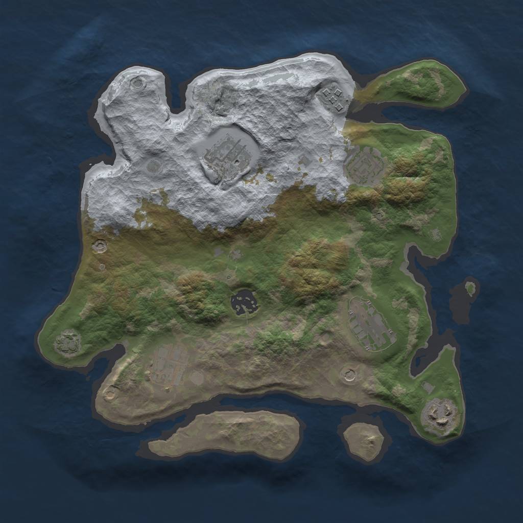 Rust Map: Barren, Size: 3000, Seed: 485213, 11 Monuments
