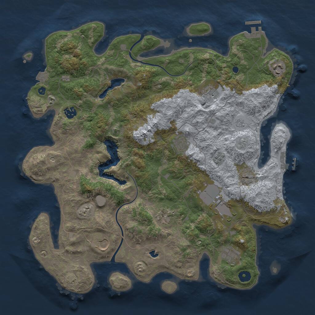 Rust Map: Procedural Map, Size: 4000, Seed: 1011085387, 15 Monuments