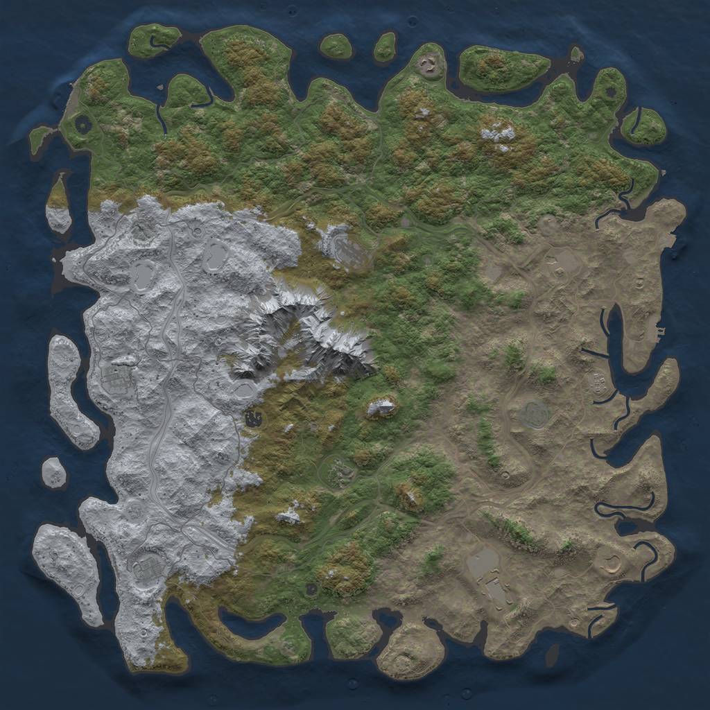 Rust Map: Procedural Map, Size: 6000, Seed: 5642456, 19 Monuments