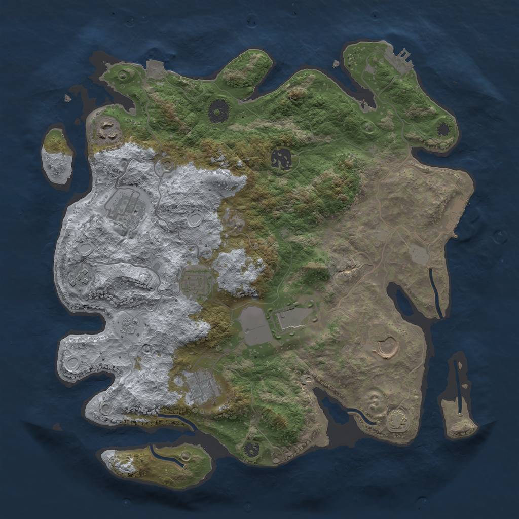 Rust Map: Procedural Map, Size: 3500, Seed: 680454330, 16 Monuments