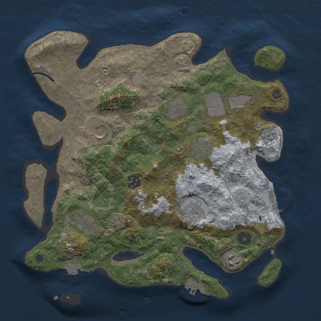 Rust Map: Procedural Map, Size: 3500, Seed: 22813, 17 Monuments