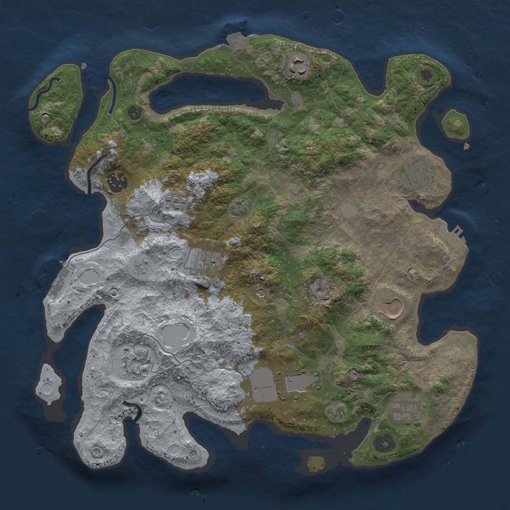 Rust Map: Procedural Map, Size: 3750, Seed: 1883710910, 17 Monuments