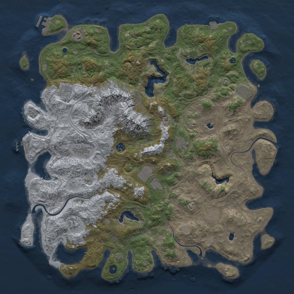 Rust Map: Procedural Map, Size: 5000, Seed: 1935887446, 16 Monuments