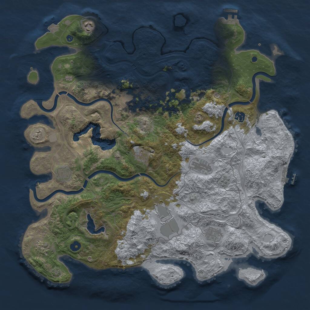 Rust Map: Procedural Map, Size: 4500, Seed: 1406350908, 16 Monuments