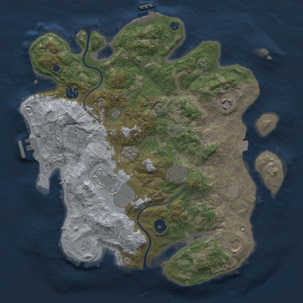 Rust Map: Procedural Map, Size: 3500, Seed: 910, 13 Monuments