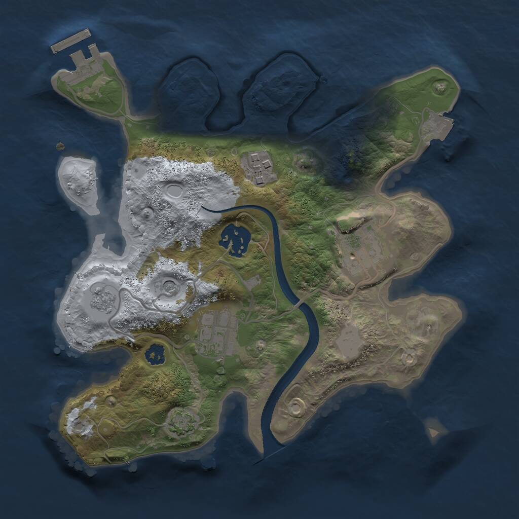 Rust Map: Procedural Map, Size: 2500, Seed: 1992627780, 9 Monuments