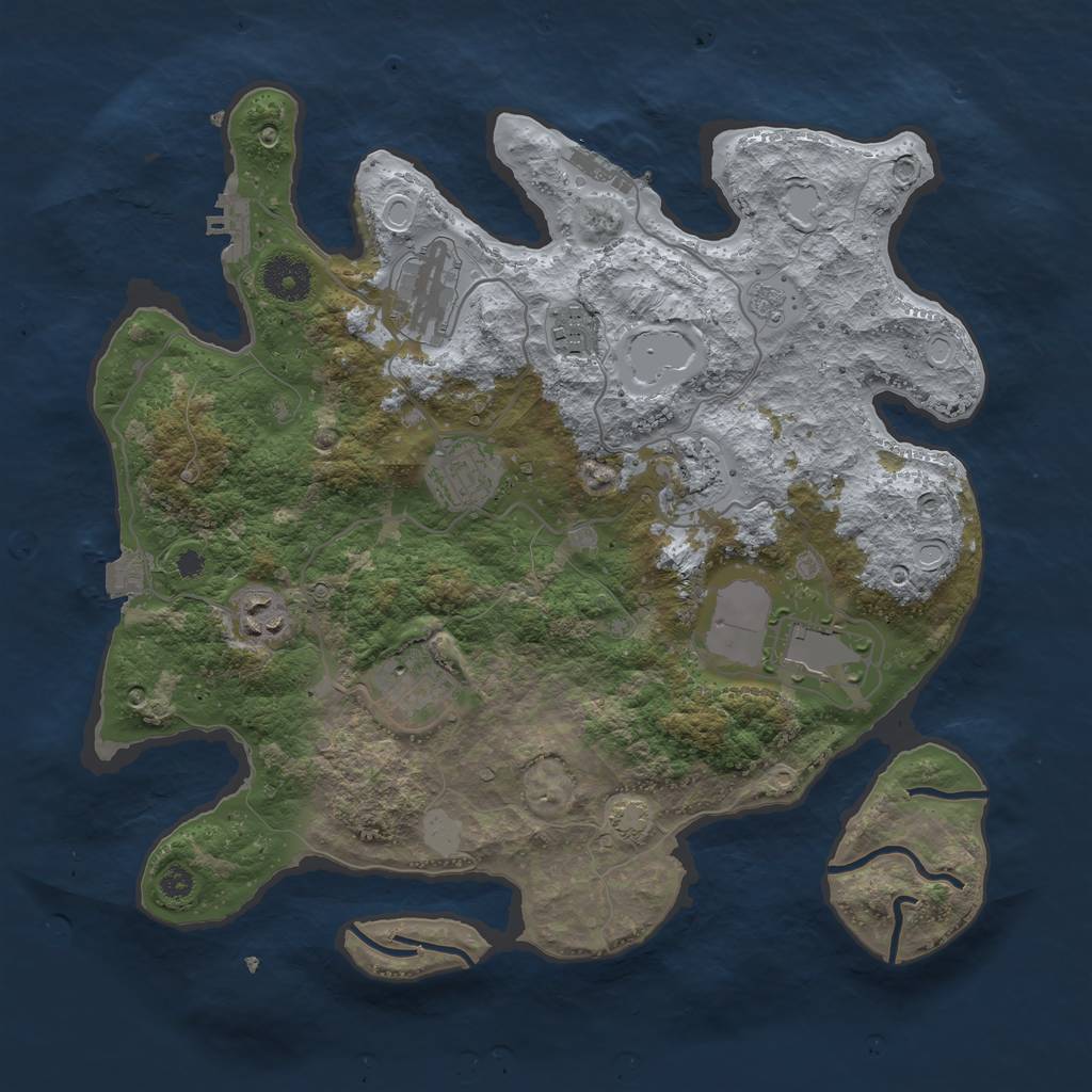 Rust Map: Procedural Map, Size: 3500, Seed: 148192651, 14 Monuments