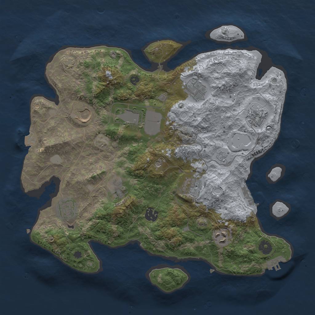 Rust Map: Procedural Map, Size: 3500, Seed: 1336994065, 17 Monuments
