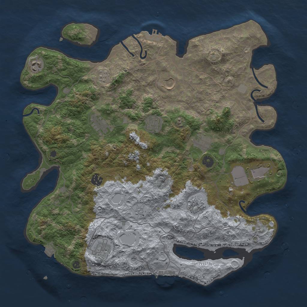 Rust Map: Procedural Map, Size: 4000, Seed: 121370773, 18 Monuments