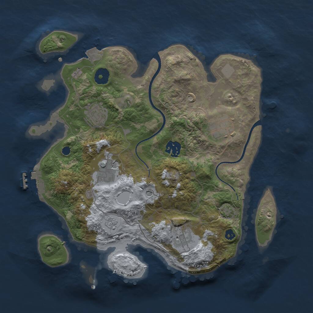 Rust Map: Procedural Map, Size: 3000, Seed: 9157, 10 Monuments