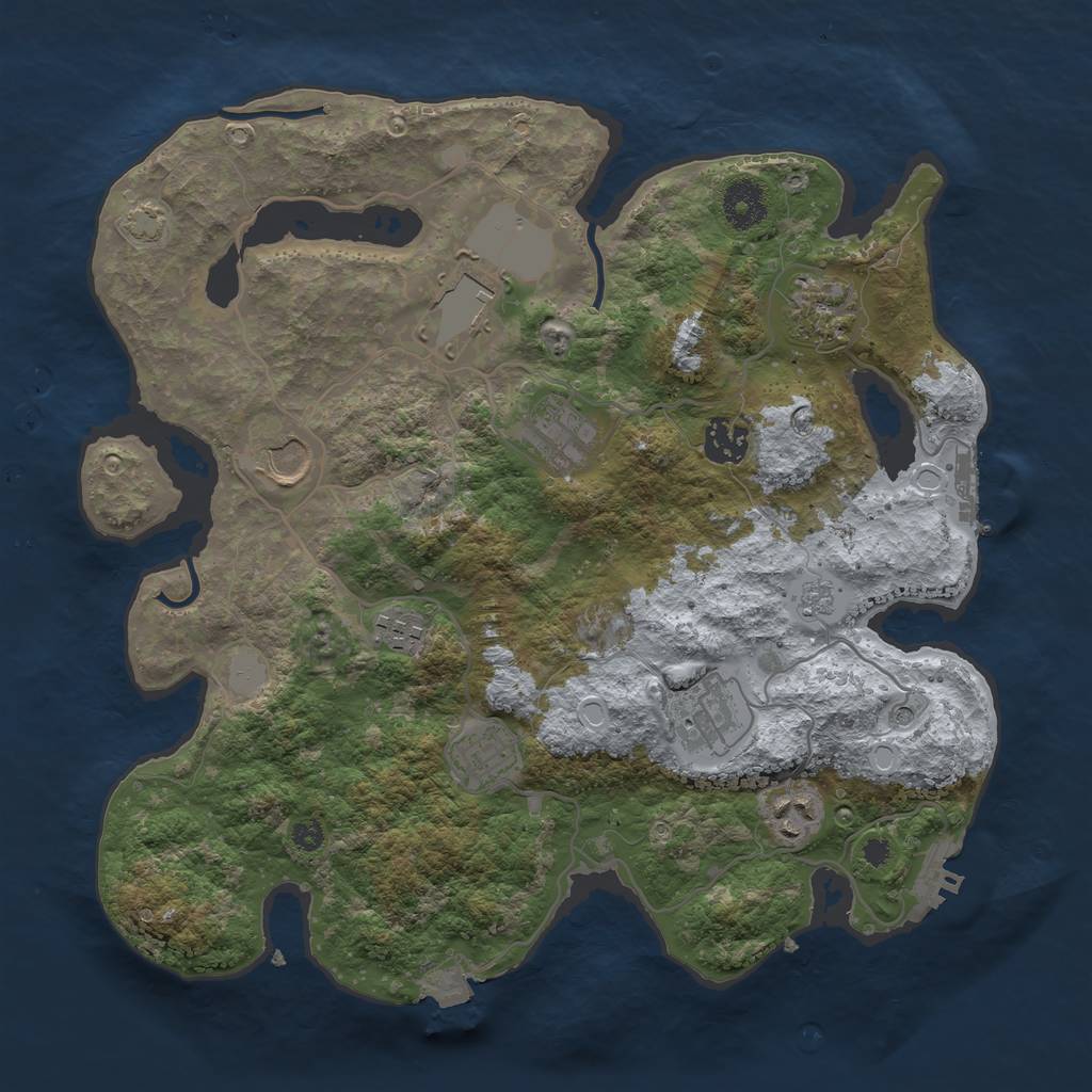 Rust Map: Procedural Map, Size: 3500, Seed: 1250574477, 17 Monuments