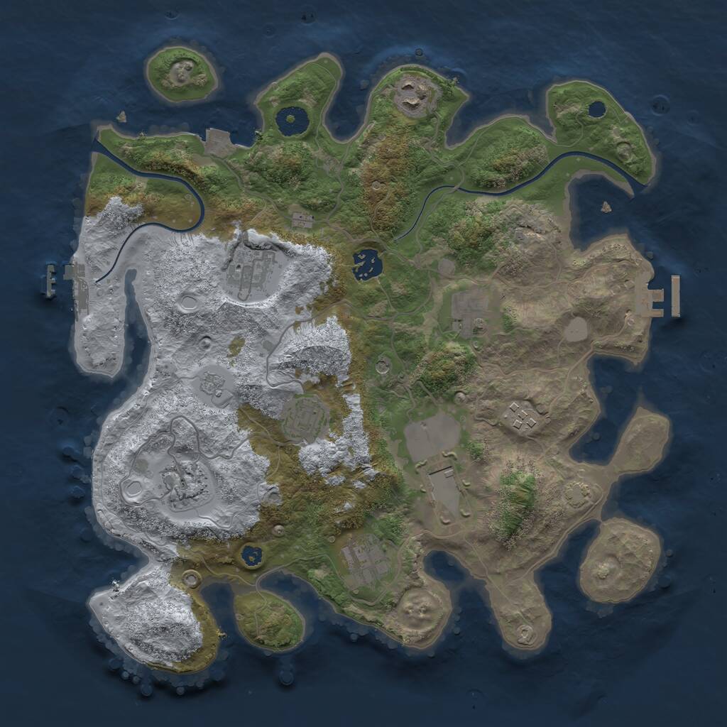 Rust Map: Procedural Map, Size: 3500, Seed: 92498672, 15 Monuments