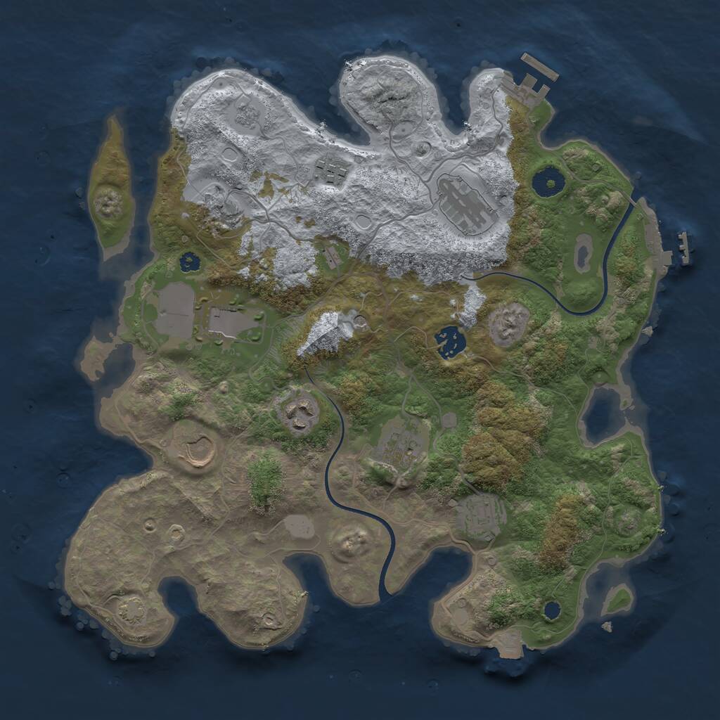 Rust Map: Procedural Map, Size: 3500, Seed: 1131799640, 15 Monuments