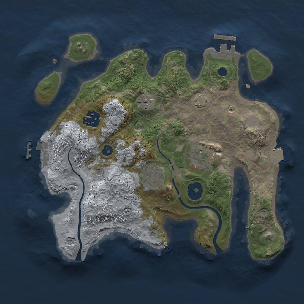 Rust Map: Procedural Map, Size: 2750, Seed: 636049695, 9 Monuments