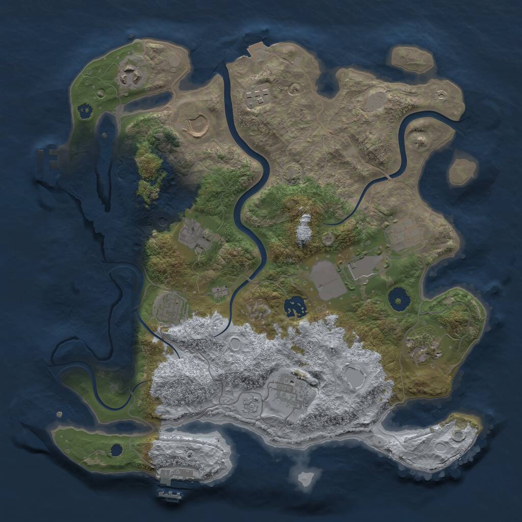 Rust Map: Procedural Map, Size: 3500, Seed: 374909227, 16 Monuments