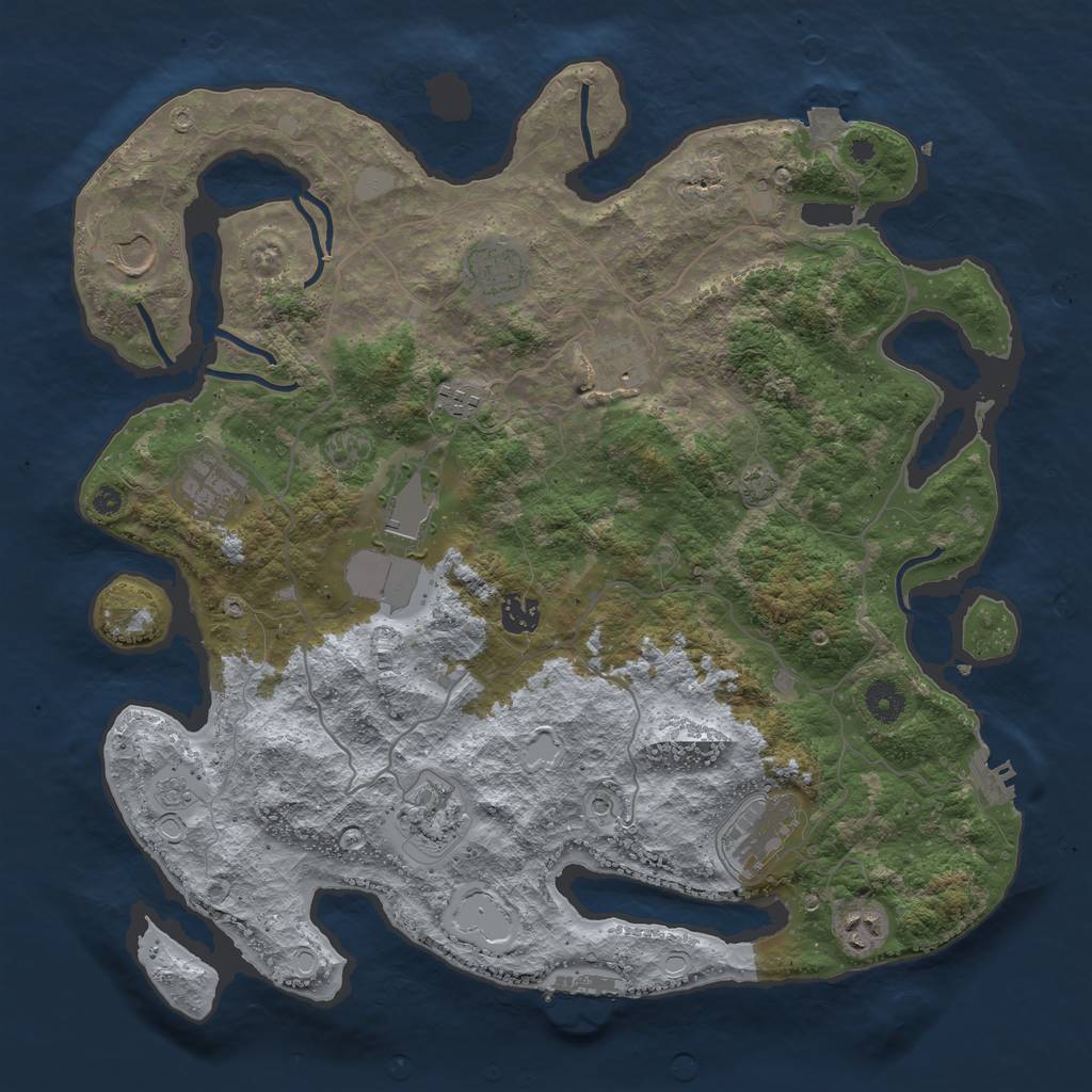 Rust Map: Procedural Map, Size: 4000, Seed: 857255292, 18 Monuments