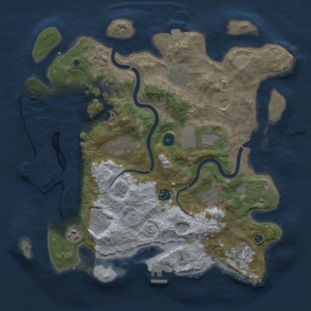 Rust Map: Procedural Map, Size: 3900, Seed: 685040003, 17 Monuments