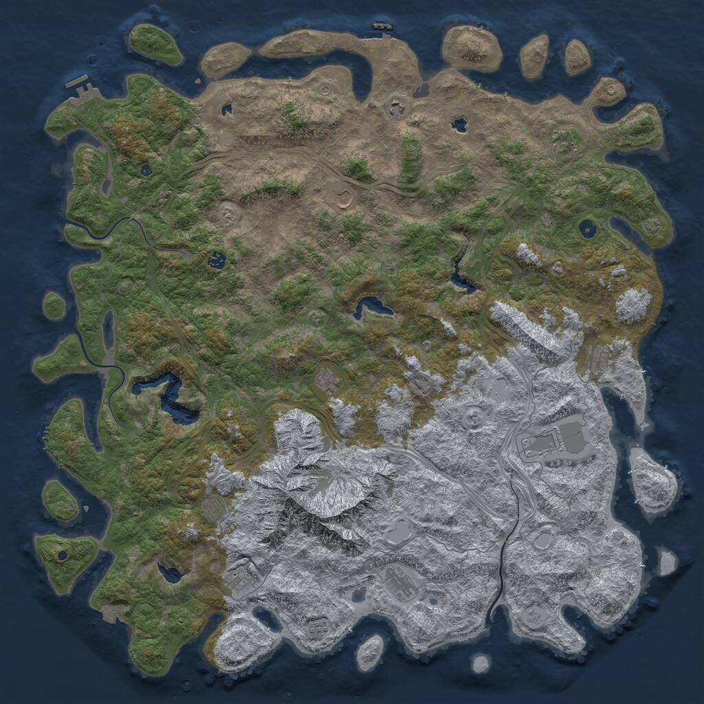 Rust Map: Procedural Map, Size: 6000, Seed: 50569, 17 Monuments