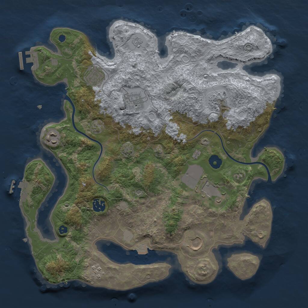 Rust Map: Procedural Map, Size: 3500, Seed: 2115282499, 14 Monuments