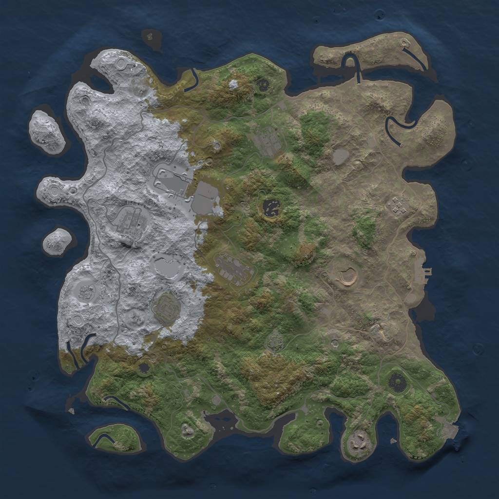 Rust Map: Procedural Map, Size: 4100, Seed: 70151736, 16 Monuments