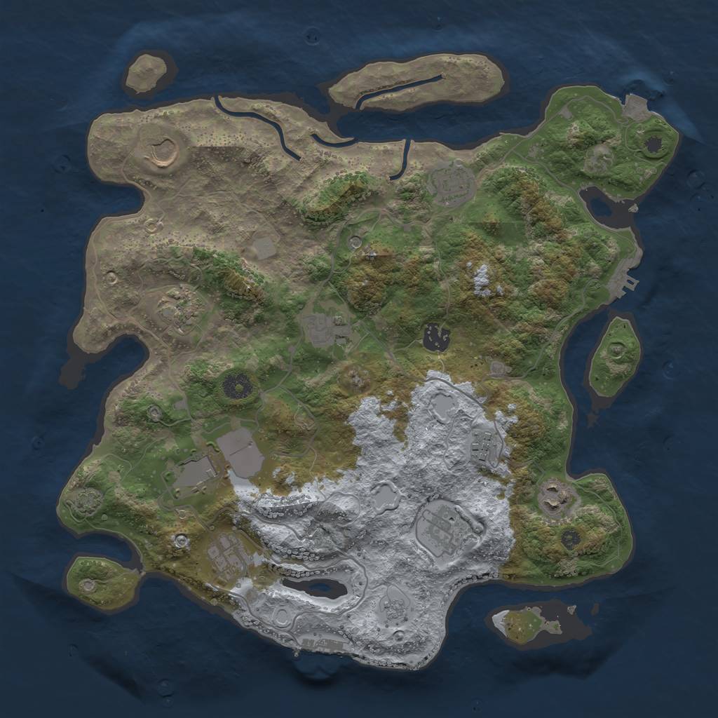 Rust Map: Procedural Map, Size: 3800, Seed: 140928878, 18 Monuments