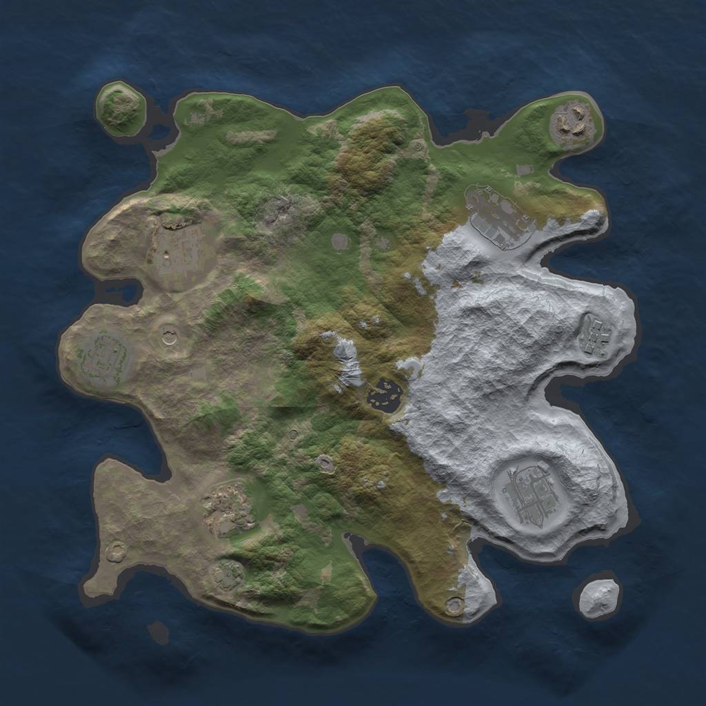Rust Map: Barren, Size: 3100, Seed: 8437, 12 Monuments