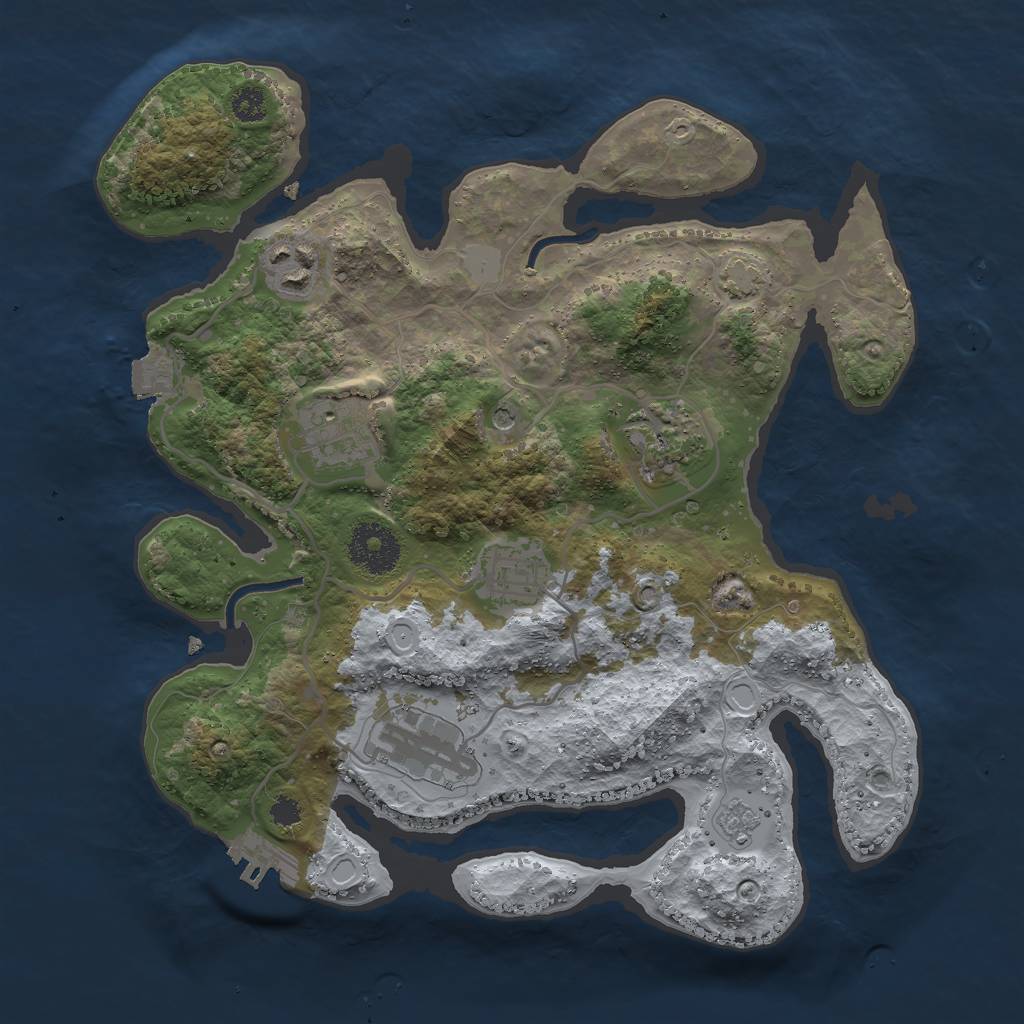 Rust Map: Procedural Map, Size: 3000, Seed: 32423, 12 Monuments