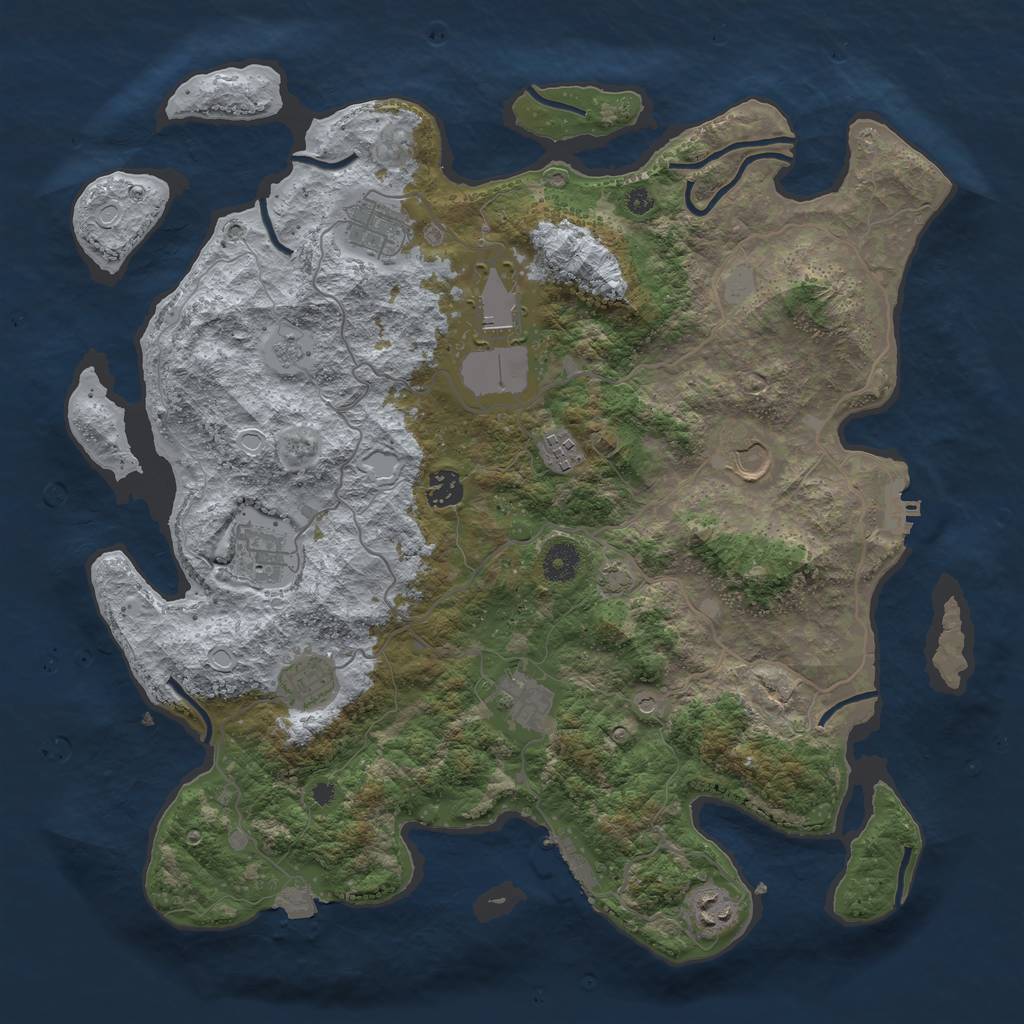 Rust Map: Procedural Map, Size: 4000, Seed: 1282867422, 17 Monuments