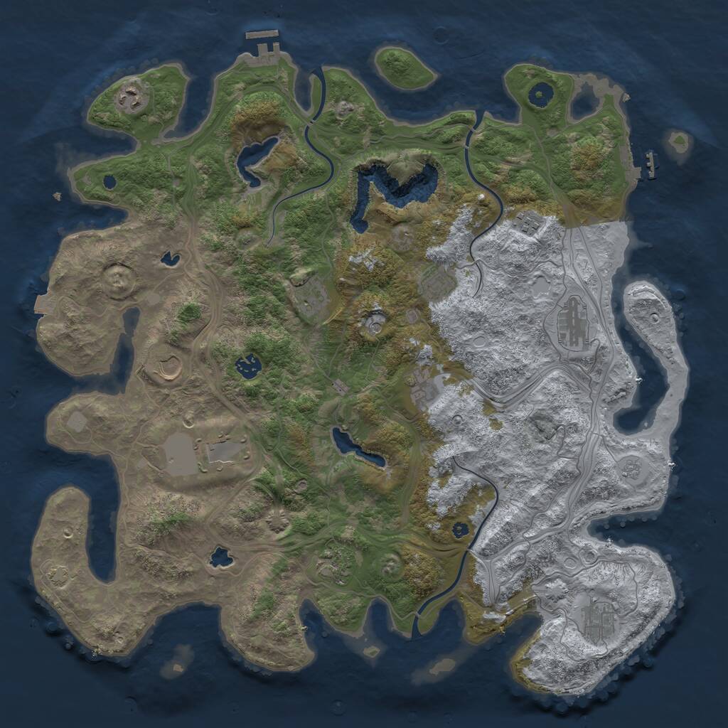 Rust Map: Procedural Map, Size: 4500, Seed: 32027082, 17 Monuments