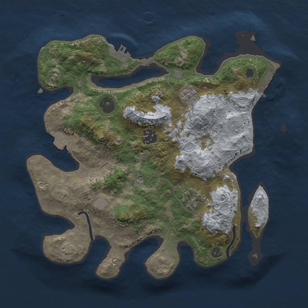 Rust Map: Procedural Map, Size: 3000, Seed: 1910721893, 11 Monuments
