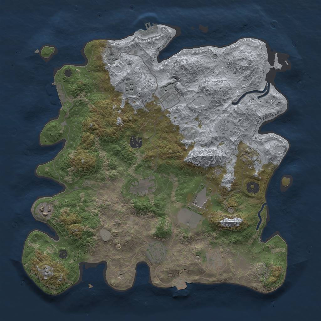 Rust Map: Procedural Map, Size: 3750, Seed: 9169442, 17 Monuments