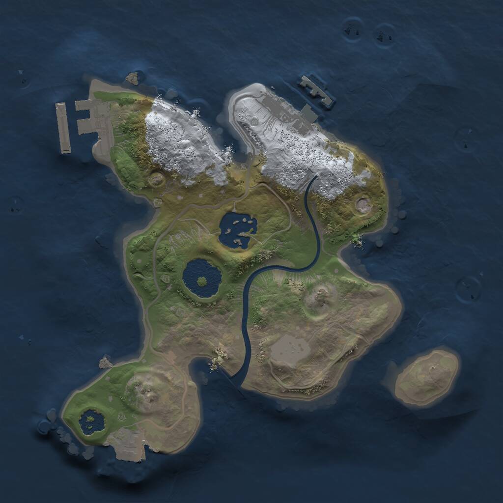 Rust Map: Procedural Map, Size: 2000, Seed: 1485253215, 4 Monuments