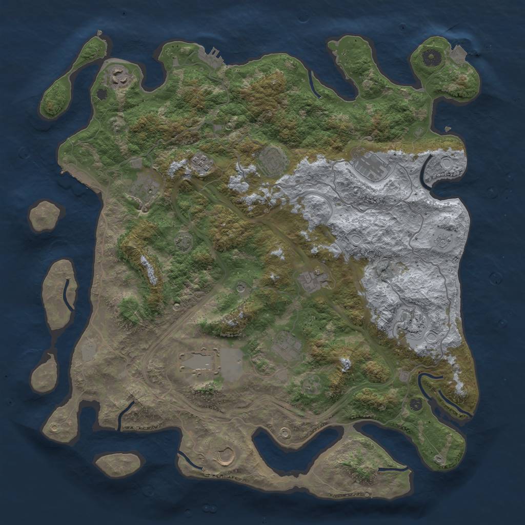 Rust Map: Procedural Map, Size: 4250, Seed: 1054035873, 18 Monuments
