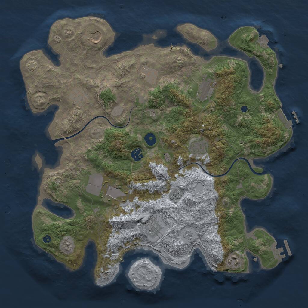 Rust Map: Procedural Map, Size: 3800, Seed: 13487651, 16 Monuments