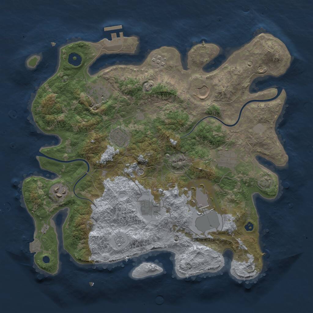 Rust Map: Procedural Map, Size: 3500, Seed: 2457340, 13 Monuments