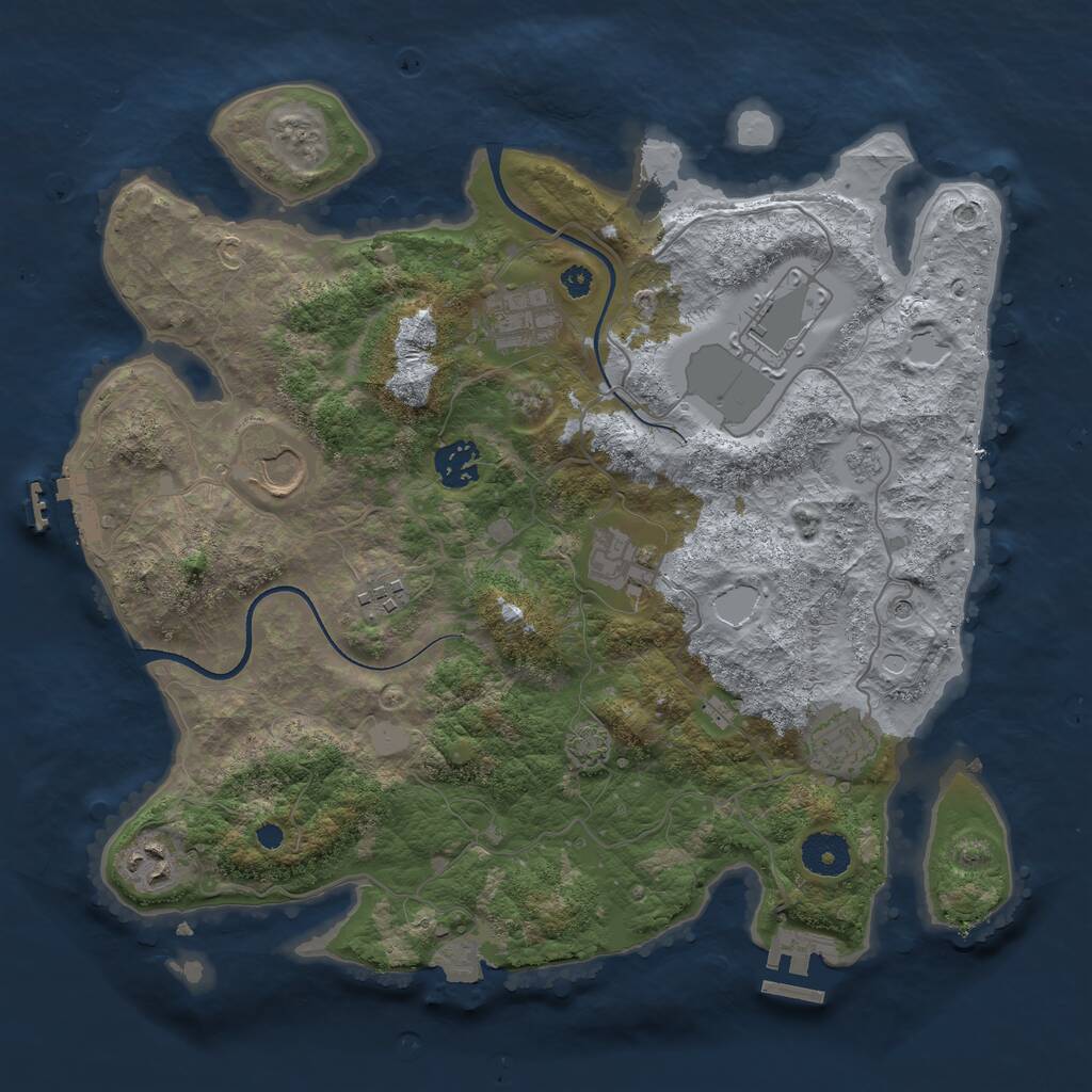 Rust Map: Procedural Map, Size: 3500, Seed: 724621, 14 Monuments