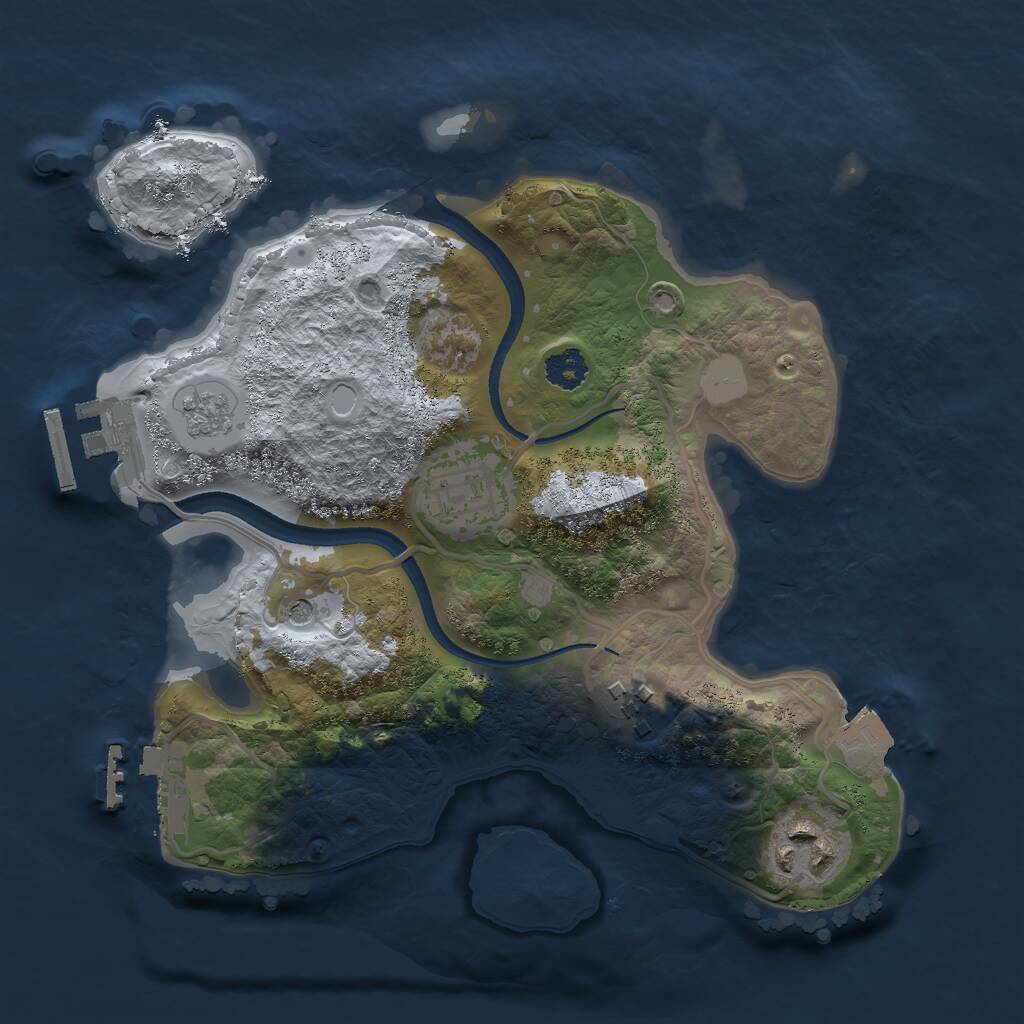 Rust Map: Procedural Map, Size: 2500, Seed: 1346486839, 8 Monuments
