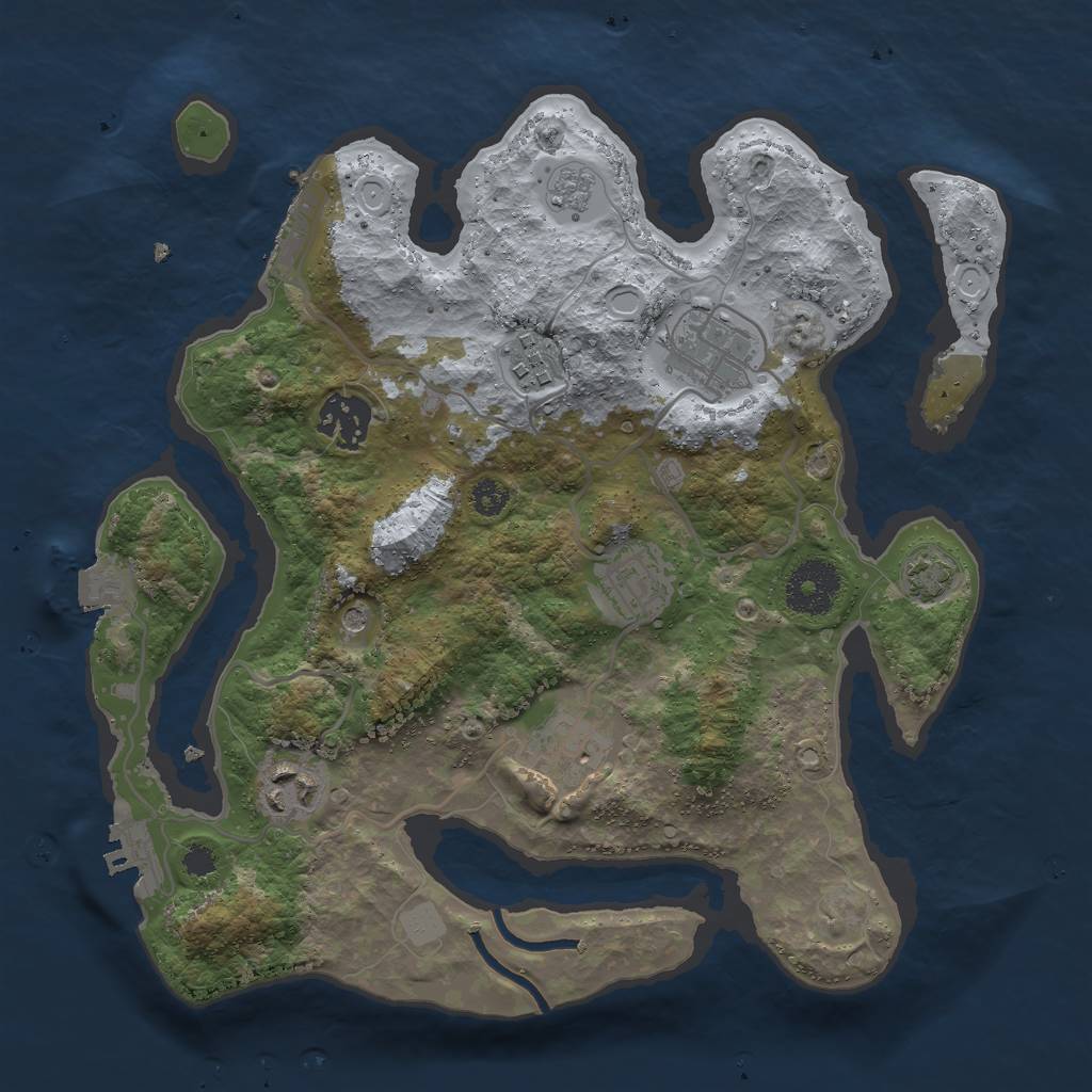 Rust Map: Procedural Map, Size: 3000, Seed: 2115282499, 14 Monuments