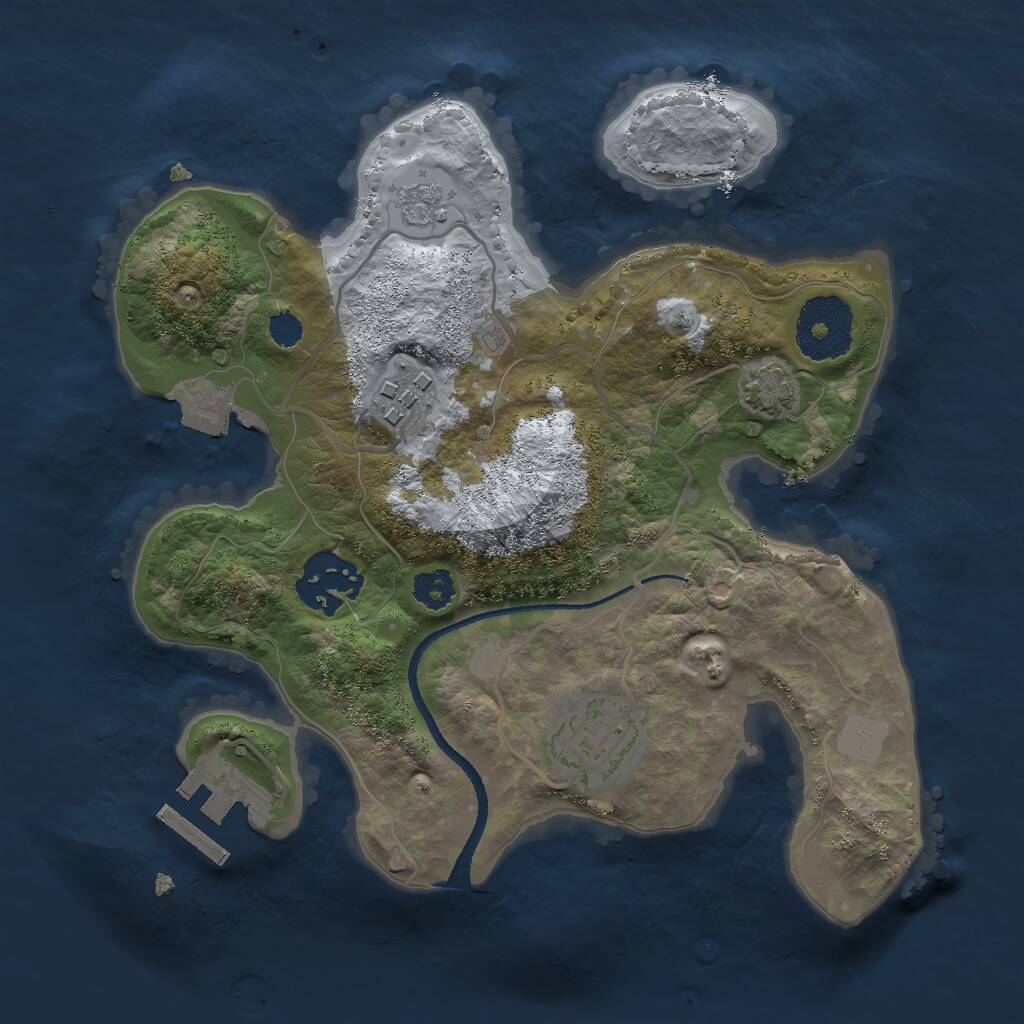 Rust Map: Procedural Map, Size: 2500, Seed: 1611466601, 7 Monuments