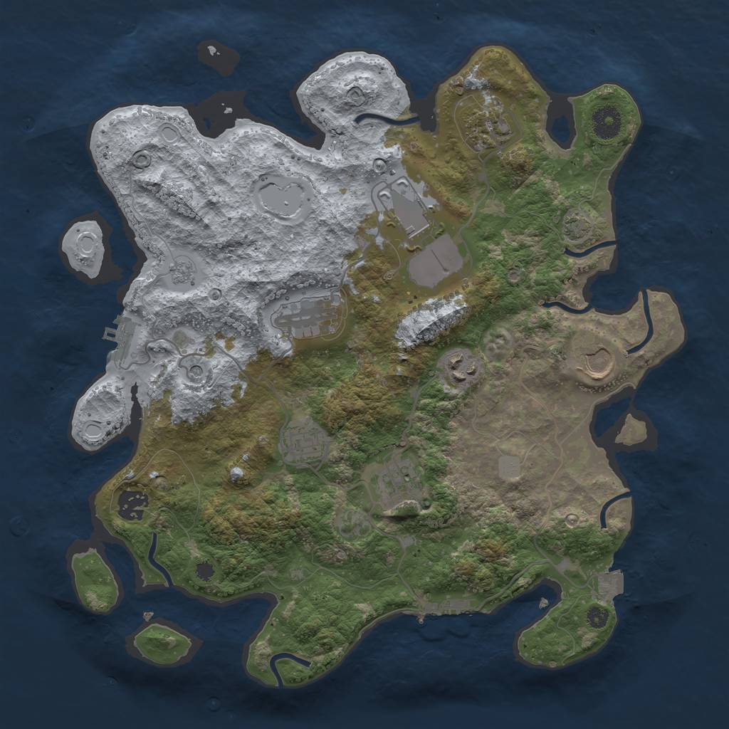 Rust Map: Procedural Map, Size: 3500, Seed: 388317843, 16 Monuments