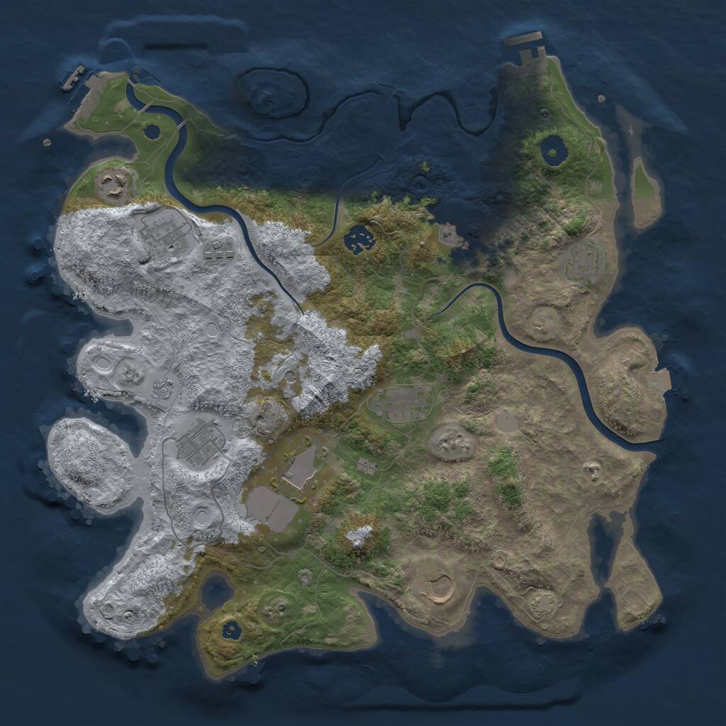Rust Map: Procedural Map, Size: 3800, Seed: 1299607102, 16 Monuments